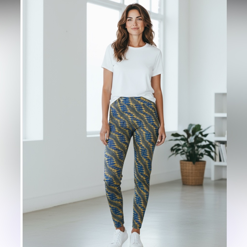 Blue and Yellow Patterned Pants